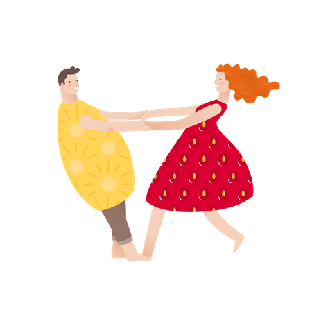Husband and wife dancing in fruit dress  Illustration