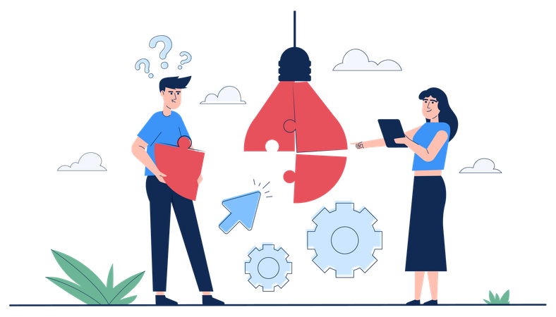 Idea generation by team  イラスト