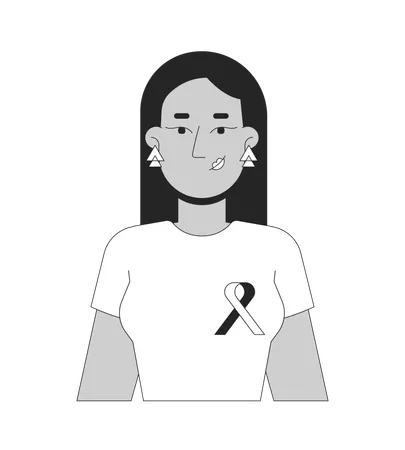 Indian woman promoting breast cancer awareness  Illustration