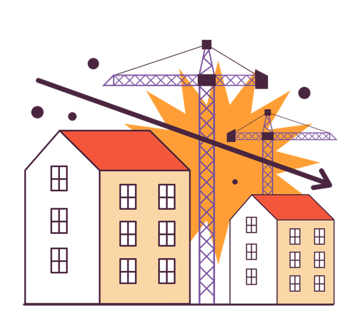 Redução da construção habitacional como indicador de recessão  Ilustração