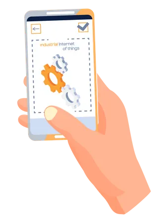 Industrial internet of things app on phone  Illustration