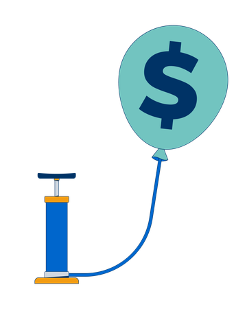 Inflation with dollar balloon and pump  Illustration