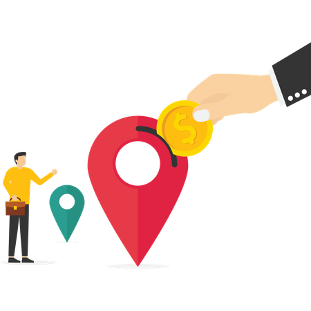 Investor company owner pay behind move office to new address  Illustration