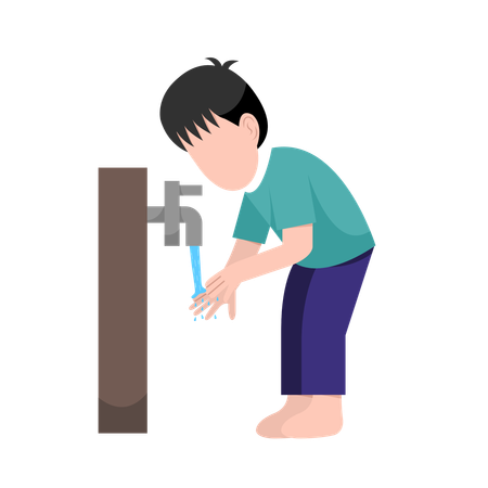 Islamic child Doing Ablution Step  Illustration