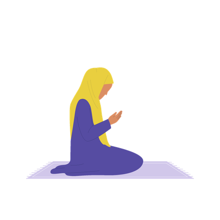 Islamic woman doing muslim pray  イラスト