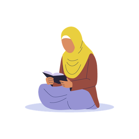 Islamic woman reading quran  일러스트레이션