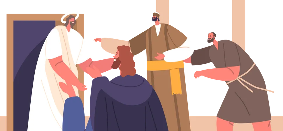 Jesus Appeared To His Apostles, After His Resurrection, Providing Them With Proof Of His Victory Over Death  일러스트레이션
