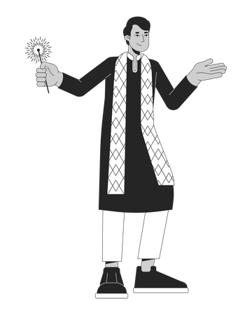 Jeune homme indien avec lumière  Illustration