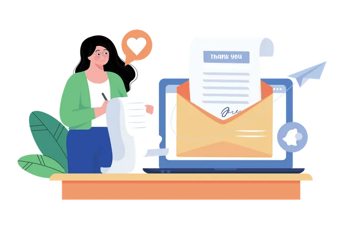 Job seekers follow up with thank-you notes after interviews  Illustration