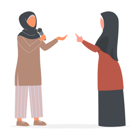 Une journaliste arabe interviewant une femme  Illustration