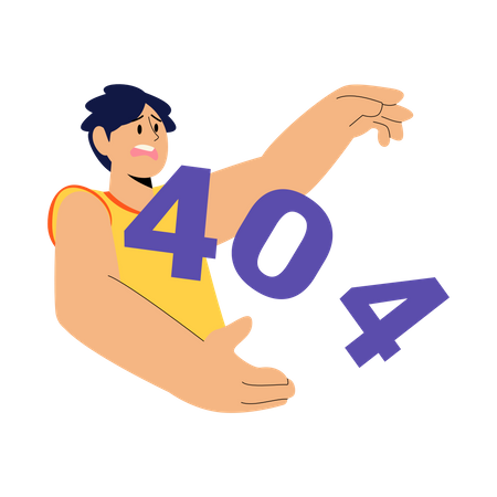 Junge angespannt wegen Fehler 404  Illustration