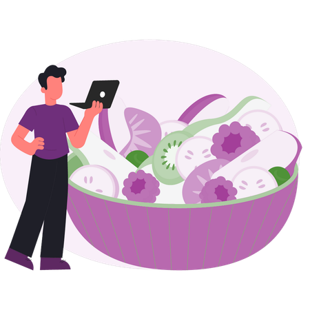 Junge arbeitet an Diätnahrung  Illustration