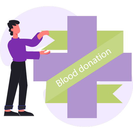 Junge arbeitet im Blutspendelager  Illustration