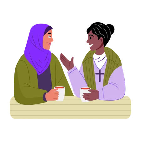 Kaffeeklatsch unter Freunden  Illustration