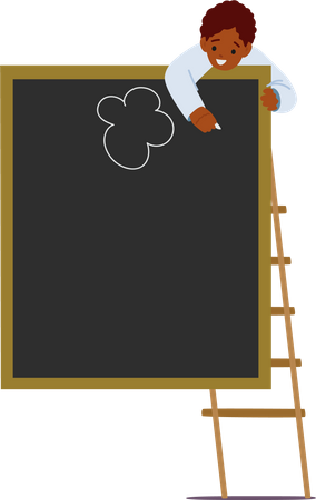 Kind malt auf Tafel  Illustration