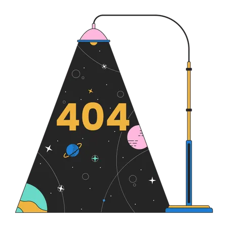 Lamppost light planets galaxy error 404 flash message  Illustration