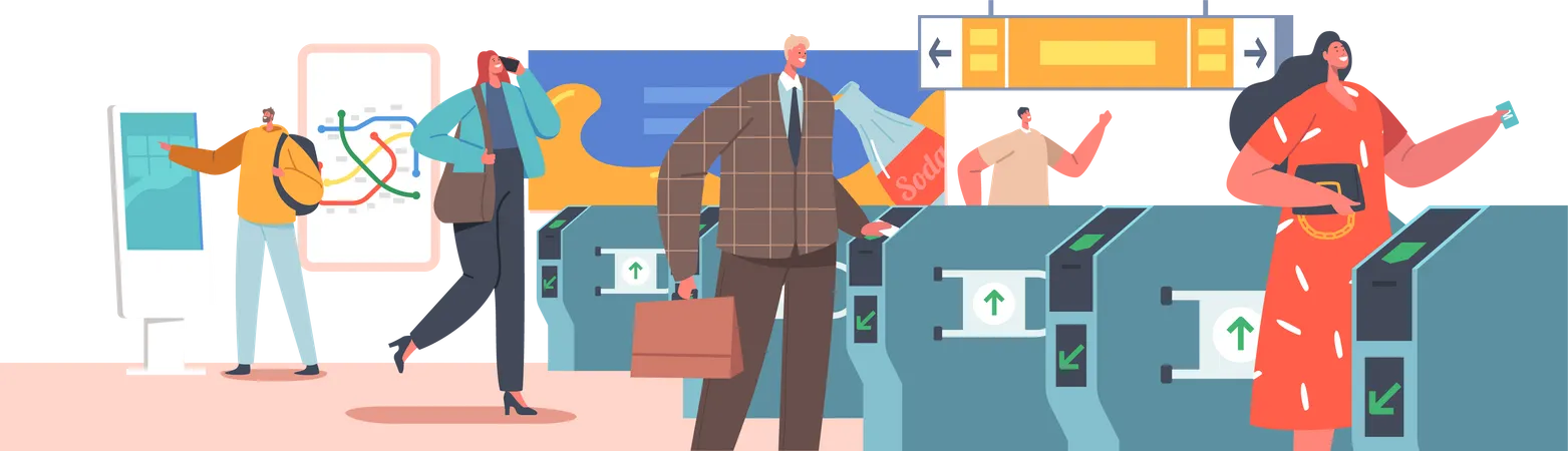 Les gens voyagent en métro  Illustration