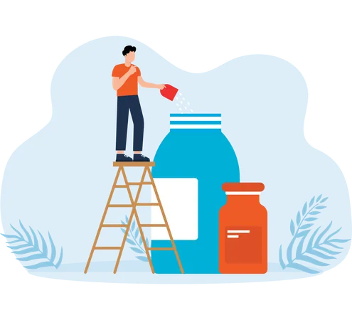 Menschen halten Rezepte in der Hand und nehmen Pillen  Illustration