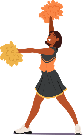 Líder de torcida negra em uniforme vibrante  Ilustração
