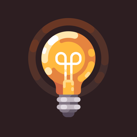 Light bulb shining in the dark  イラスト