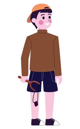 Little boy playing with gulel rubber  Illustration