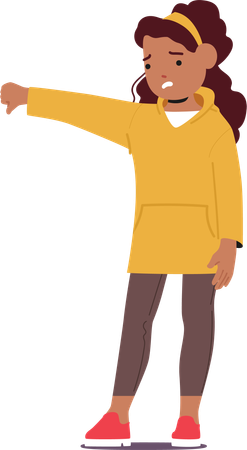 Little Girl Expressing Disapproval With Thumbs Down Gesture  Illustration