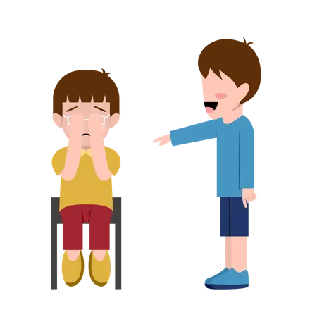Little kid Bullying Another Boy  イラスト