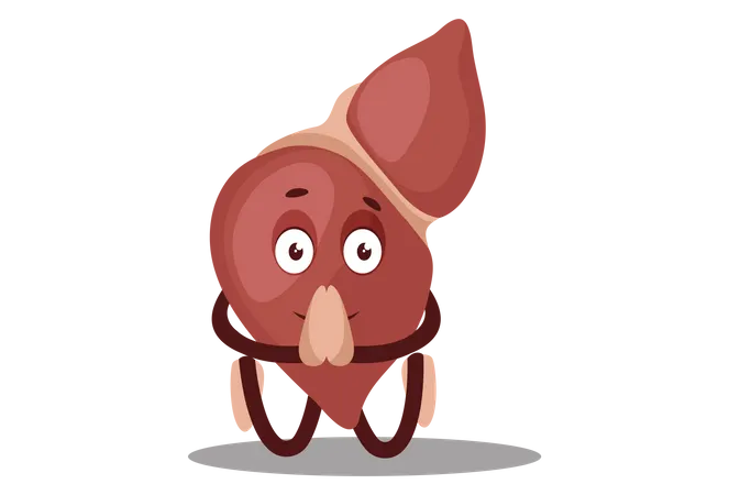 Liver with Namaste greeting hand  Illustration