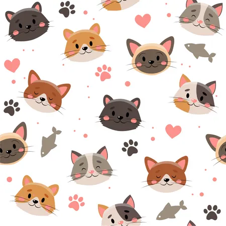 Lovely pet faces pattern Illustration
