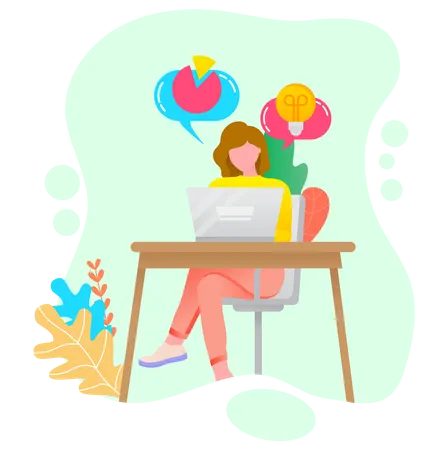 Mädchen arbeiten am Laptop im Büro  Illustration
