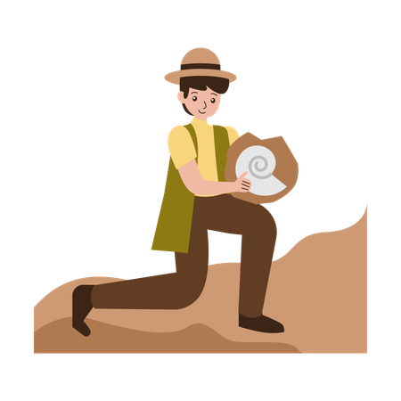 Male archaeologist Archaeological Study  Illustration