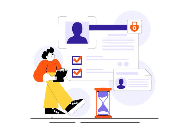 Male Checking Criminal Record  Illustration