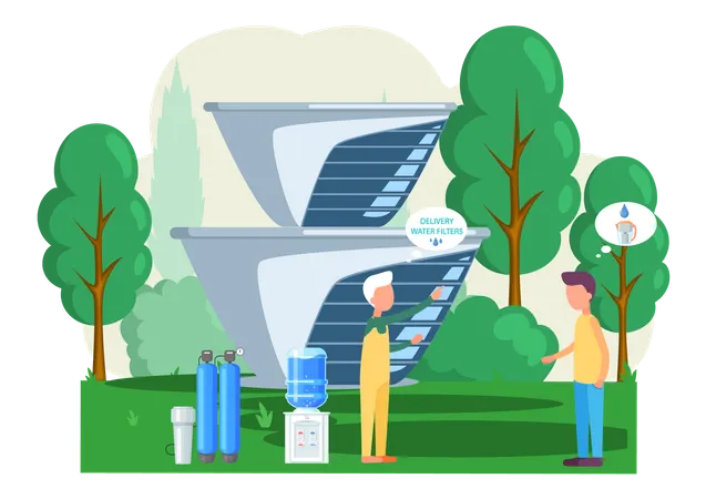 Male delivery person delivering water bottle  Illustration