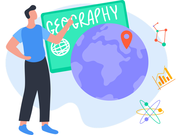 Male Doing geography Study  Illustration