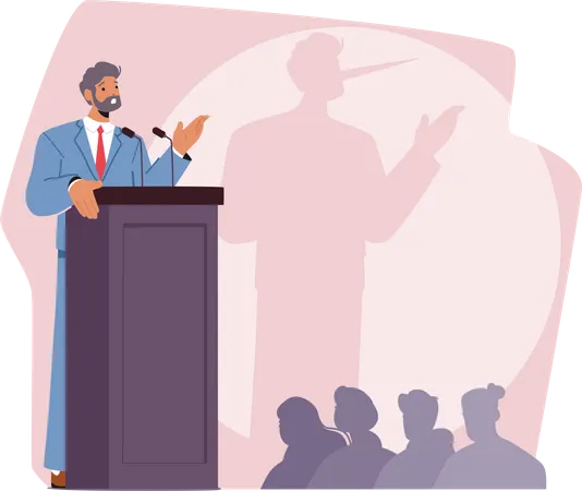 Male Stand On Podium  Illustration