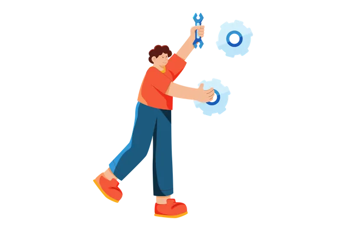 Male technical support assistant  일러스트레이션