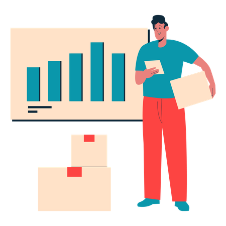 Man analyzing Supply Chain Management  Illustration