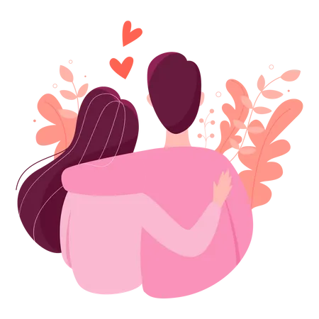 Man and woman hug each other  Illustration
