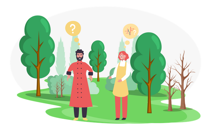 Man and woman in doubt  イラスト