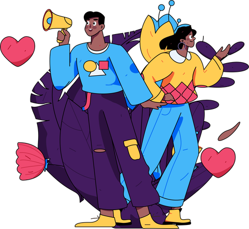 Man announces his love for his girlfriend  Illustration