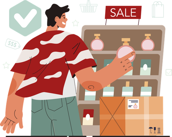 Man buying perfume  Ilustração
