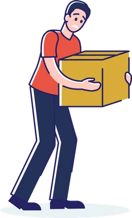 Man carry heavy box  Illustration