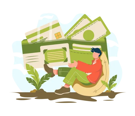 Man carrying wallet  Illustration