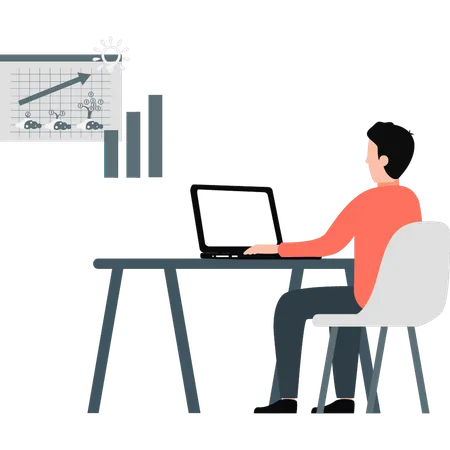 Man compares business growth graph  Illustration