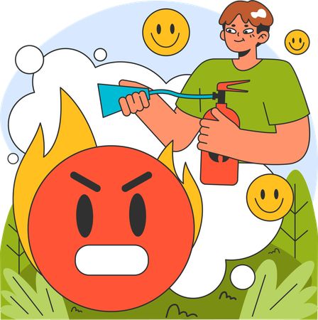Man destroy negative emotion  Illustration