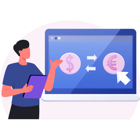 Man doing exchange currency  Illustration