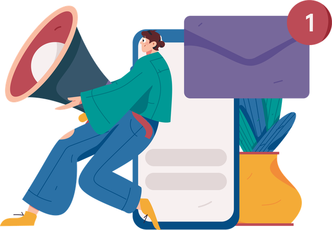 Man doing mail marketing  Illustration