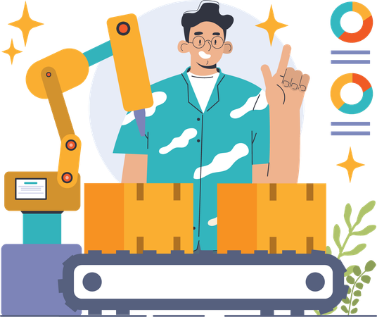 Man doing production analysis  Illustration