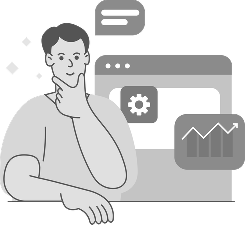 Man doing Sales Observation  Illustration