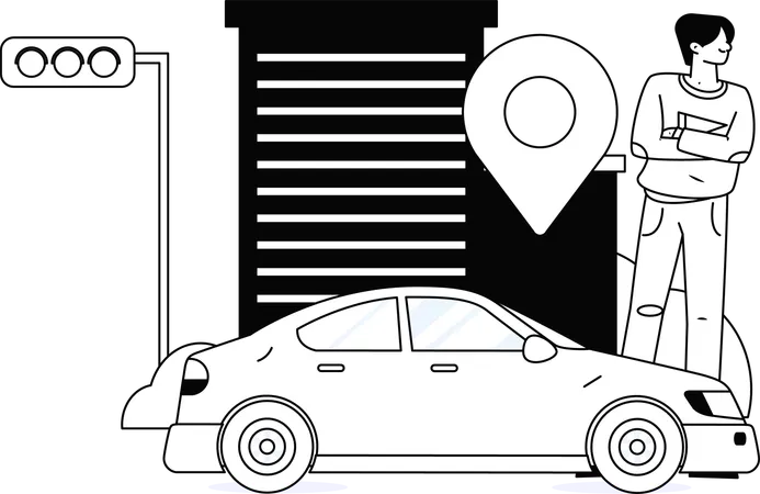 Man doing Taxi booking  Illustration